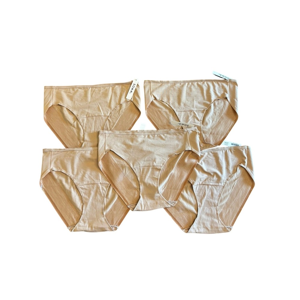 Soma Vanishing Edge Hipster Panties Womens Sz L Warm Amber 5 Pack Cotton Blend